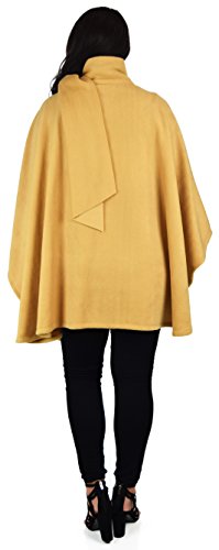 Dare2BStylish Women Poncho Style Fleece Cover Up with Muffler - color: Camel