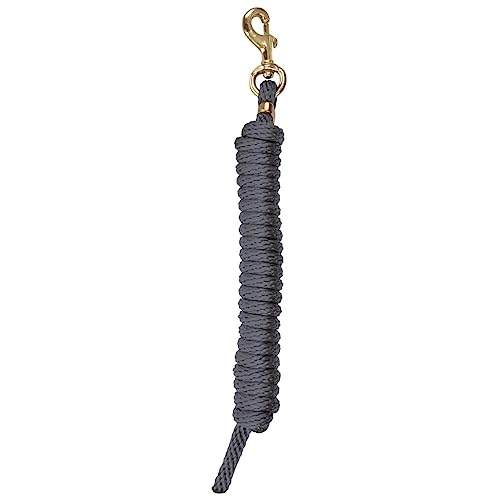 Reinsman Deluxe All-Around Lead Rope for Horse with 10" Heavy-Duty Bolt Snap and Clamp | Stain and UV Resistant | Brass Hardware | Polypropylene Blend for Flexibility and Durability, Grey - color: Grey
