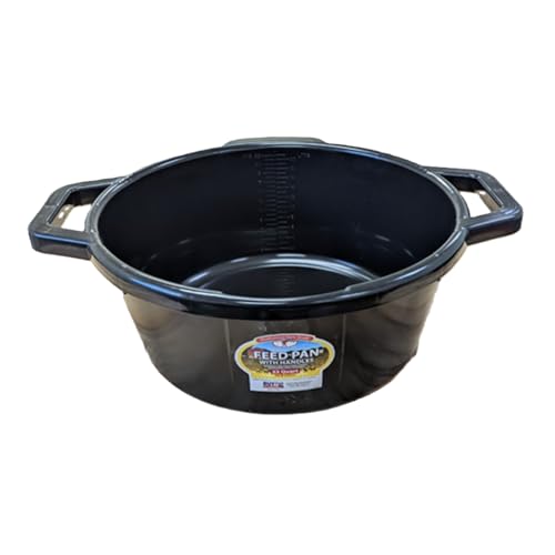 Little Giant® Feed Pan with Handles - 22 Quart - Heavy Duty Plastic Livestock Feeder and Waterer Pan Bucket Tub - Black - color: Black