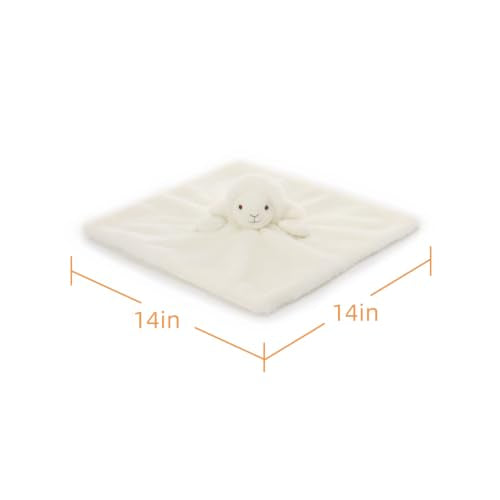Apricot Lamb Plush White Lamb Sheep Stuffed Animals Security Blanket 14''
