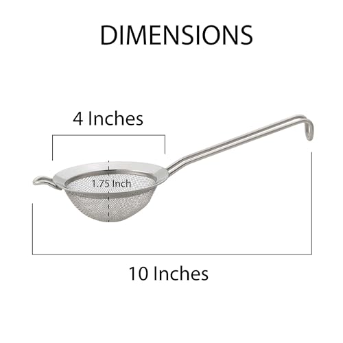 HIC Kitchen Fine Double Mesh Strainer, 18/8 Stainless Steel, 4-Inch, For Sifting Baking Ingredients, Straining, And Draining Soups And Sauces - size: Double Mesh, 4-Inch