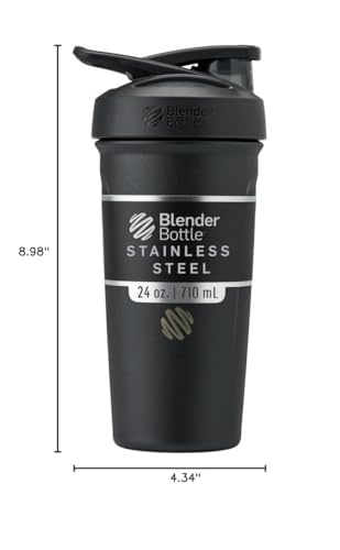 BlenderBottle Sport Flip Stainless Steel Shaker Bottle 24 oz Black - color: Black, size: 24 Ounces, style: Flip