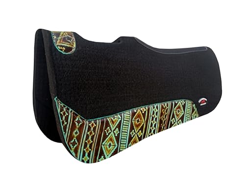 CHALLENGER 30x30 Contoured Wool Felt Western Saddle Pad Embossed Wear Leathers 3926CON - color: Turquoise Mesa