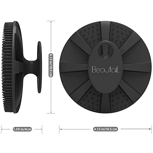 Silicone Body Scrubber, BEAUTAIL Gentle Exfoliating Shower Brush for Body | Hygienic Silicone Loofah, Easy-Grip Handle, Soft Bath Essential Scrubber for Sensitive Skin, Women, Men & Kids, 1 Pack, Black - color: Black 1 Pc