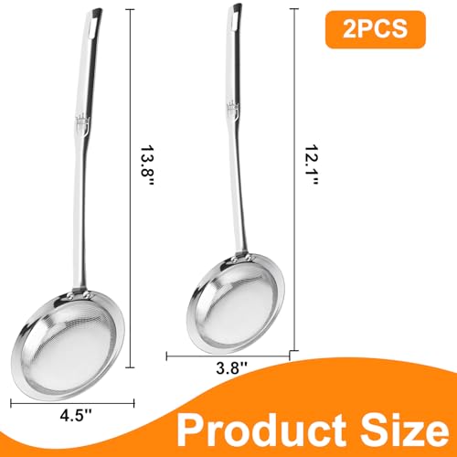Fine Mesh Stainless Steel Sieve Colander(2 Pack, Large+Small)