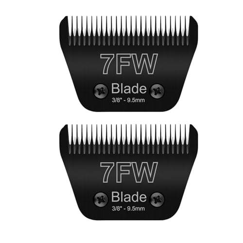 2PCS 7FW Wide Blades Dog Grooming Blades Compatible with Andis Dog Clippers | Stainless Steel Dog Clipper Blades Compatible with Oster A5,Wahl km10 for Animal Dog,Cat,Horse,Black - size: Black/7FW