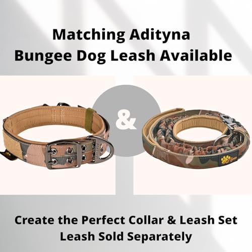 ADITYNA Heavy Duty Camo Dog Collar for Medium Dogs with Traffic Handle - color: Camo, size: Medium: Fit 15-19" Neck
