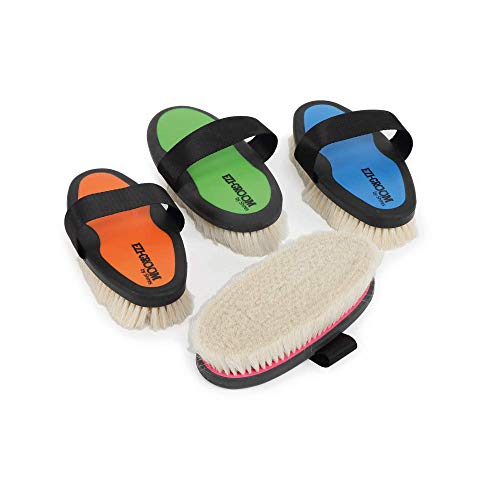 Shires Equestrian Ezi-Groom Grip Body Brush with Goat Hair (Orange) - color: Orange