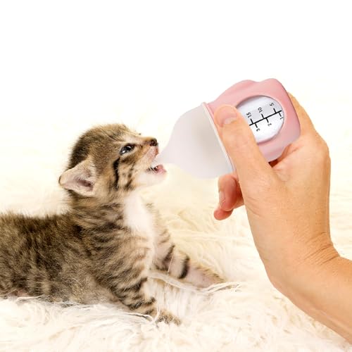 Ergonomic Pet Nursing Bottle,Puppy Bottles for Nursing Puppy Milk - 20ml Slow Flow Kitten Bottle Feeding kit for Newborn Kittens/Puppies/Small Animals, Easy-Clean Silicone Feeder (Pink) - color: Blush Pink