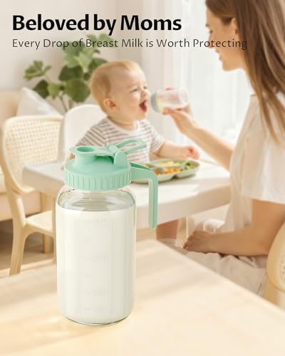 64oz Mason Jar Pitcher, 2quart Glass Breast Milk Pitcher with Lid - color: Green, size: 64 Ounces