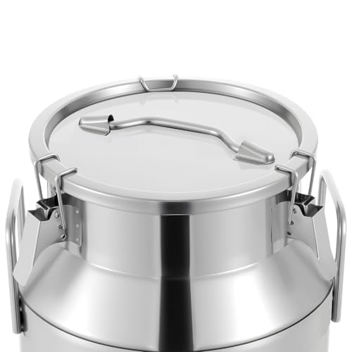 1 mm Thickened Stainless Steel Milk Can Large Liquid Container Storage,Stainless Steel Milk Bucket With Sealing Lid and Carry Handle,for Wine, Oil Storage Transport (20L/5.25 Gal) - size: 20L/5.25 Gal