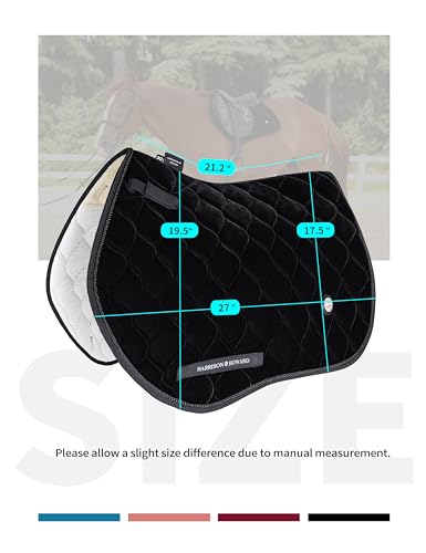 Harrison Howard Close Contact Horse Saddle Pad for Jumping, w/Velvet Hue - color: Black