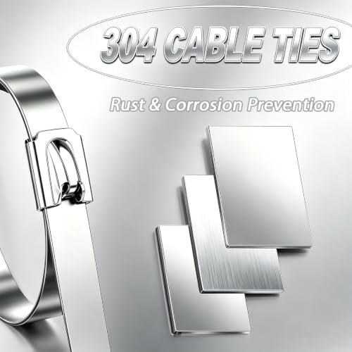 300PCS Cable Ties Kit, 11.8 Inch Heavy Duty Silver Metal Zip Ties - color: Silver, size: 300PCS 1.81x11.8 Inch