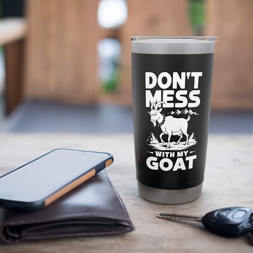 Don´t Mess With My Goat Cute Coat Pygmy Goat Farmer Stainless Steel Insulated Tumbler - color: Black