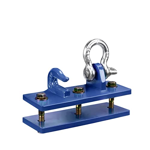 Tractor Bucket Hooks, Bolt On Clevis Mount with 1/2” Shackle, 5/16”Grab Hooks G70 Steel, Shackles Mount with Backer Plate, Heavy Duty Tow Hook for SUV RV UTV Tractors Bucket(Blue) - color: Blue