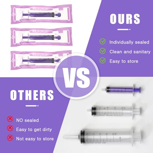 TrelaCo 20 Pack 10ml Oral Syringes with Cap Plastic No Needle, Purple | Measuring Dispensing for Liquid Medication, Individually Sealed, Pet Feeding Lab Sample, Clear Graduated Markings,Halloween - size: Purple