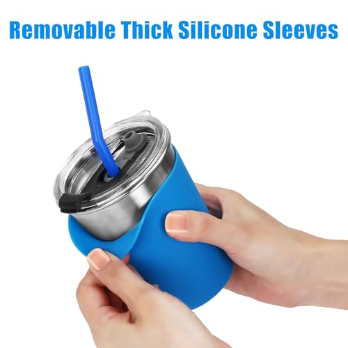 ShineMe 12oz Toddler Cups with Straws and Lids 6 Pack, Leak Proof/Reusable - color: orange/red/purple/yellow/green/blue
