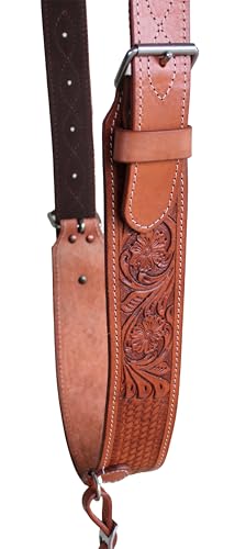 CHALLENGER Horse Western Leather Basketweave Tooled Floral Rear Flank Saddle Cinch Off Billets 9759A