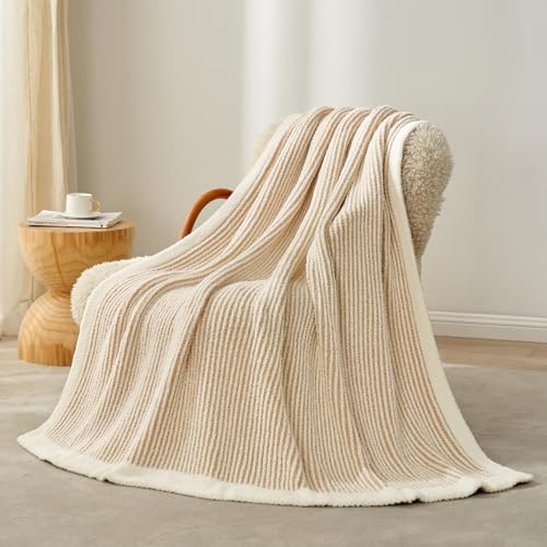 Snuggle Sac Fluffy Bedding Blanket Twin Size, Soft Luxurious Knit Throws, Fuzzy Microfiber Blankets for Couch, Sofa, Bed, Cream Beige, 60x80 inches - color: Cream/Beige, size: Twin(60"x 80")