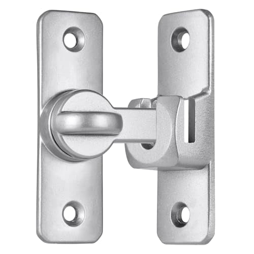 Silver Aluminum Alloy Gate Lock,90/180 Degree Barn Door Latch - color: Silver