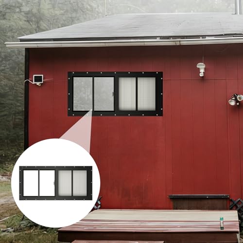 Yuzzy Shed Windows 2 Pack, 10"x23" Sliding Windows Transom Window with Tempered Glass and Removable Fiberglass Screen for Shed, Chicken Coop, Playhouse, Household, Garage, Barns (Black) - color: Black, size: 10"x23"