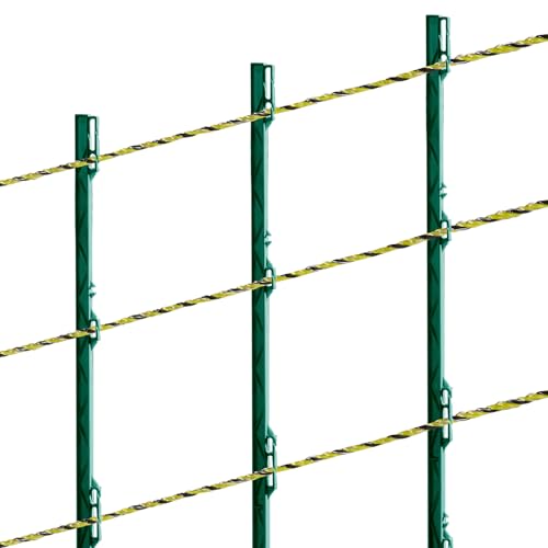 VEVOR Electric Fence Wire, 1640Ft 500M Portable Polywire, 1/8" Diameter 6 Stainless Steel Strands, Fencing Rope Line with 25 Fence Insulators and 25 T-Post Insulators, for Horse, Cattle, Livestock - size: 1640Ft 500M, style: 1/8" Strands