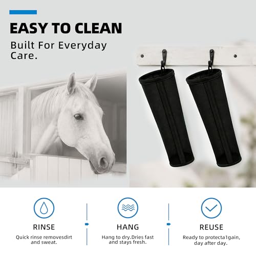 Fly Boots for Horses Set of 4, Breathable Mesh Horse Fly Boots with Support Stays, Adjustable Hook and Loop Closure, Helps Reduce Fly Bites & Stomping, Horse Leg Wraps for Pasture Turnout