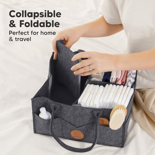 KeaBabies Baby Hair Brush and KeaBabies Diaper Caddy Organizer - Baby Brush with Soft Goat Bristles, Organizer for Nursery, Cradle Cap Hairbrush