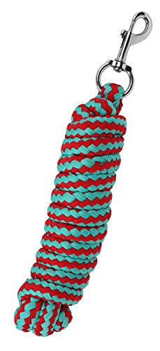 10' ft 3/4 Diameter Horse Heavy Duty Lead Rope w/Nickle Plated Snap 60567 - color: RED/TURQUOISE