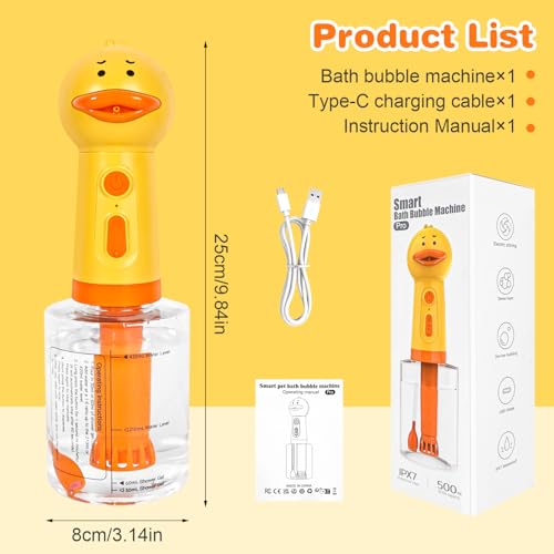 Electric Foaming Shampoo Dispenser with Stirring Mechanism for Dog and Cat Bathing, Rechargeable Soap Dispenser for Pet Bathing, Bathroom, Kitchen Sink, Toilet Cleaning - color: Yellow Ducky Upgrade