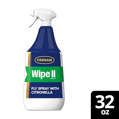 Farnam Wipe II Horse Fly Spray with Citronella, 32 oz Spray - size: 32 Fl Oz (Pack of 1)