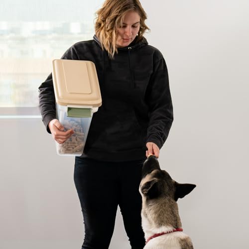 IRIS USA Dog Food Storage Container, Up to 13 lbs, Almond, Made in USA - color: Almond, size: 13 lbs