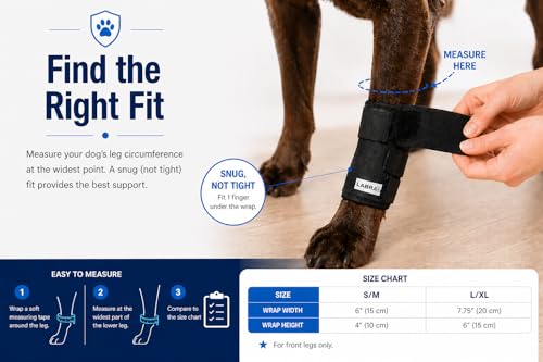 Labra Dog Front Leg Brace - Compression Wrap with Adjustable Straps - Dog Wrist Brace for Support - Leg Sleeve to Stop Licking - Aid in Wound Care and Recovery - Small/Medium - size: Small/Medium