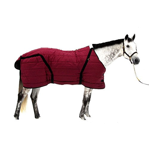 High Spirit Horse Blankets for Winter Waterproof, 600D Nylon Outer Shell Stable Blanket, 350g Polyfill, Adjustable Buckles, Breathable, Burgundy/Black, Horse Turnout Blanket - 56 in