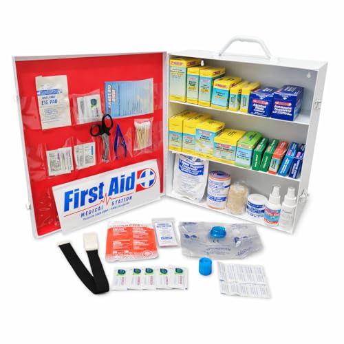 Rapid Care 3-Shelf First Aid Kit Cabinet, Class A+ ANSI/OSHA Compliant – 700+ Pieces – Wall Mountable Steel Cabinet – Serves up to 150 People - size: 3 Shelf V2, style: Class A+ OSHA/ANSI 2015