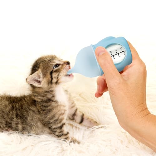 Ergonomic Pet Nursing Bottle,Puppy Bottles for Nursing Puppy Milk - 20ml Slow Flow Kitten Bottle Feeding kit for Newborn Kittens/Puppies/Small Animals, Easy-Clean Silicone Feeder (Blue) - color: Carolina Blue