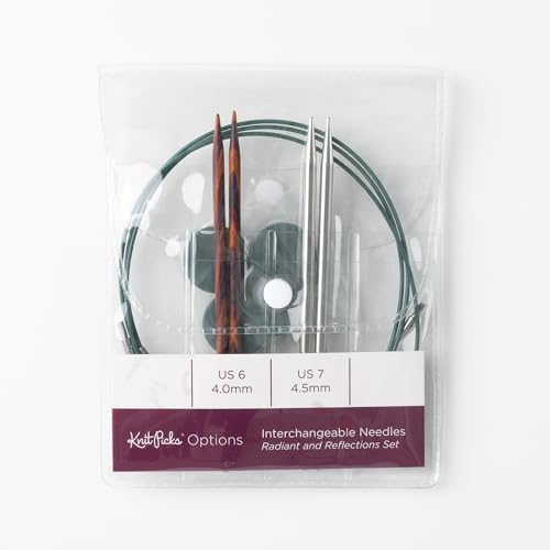 Knit Picks Wood and Metal Interchangeable Knitting Needles Set - US 6 and 7 - color: Radiant & Reflections