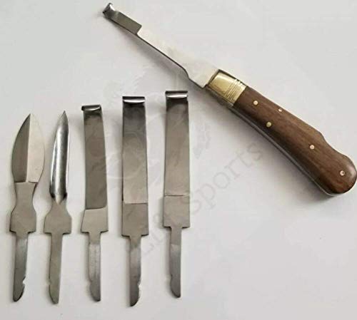 Horse Farrier Tool Changeable 6 Piece Hoof Knife Set Wood Handle Cattle Pick Tack Equine Veteniary
