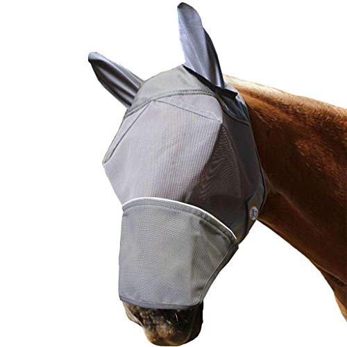 Derby Originals Reflective Fly Mask with One Year Warranty - with Ears and Nose Cover - color: Grey