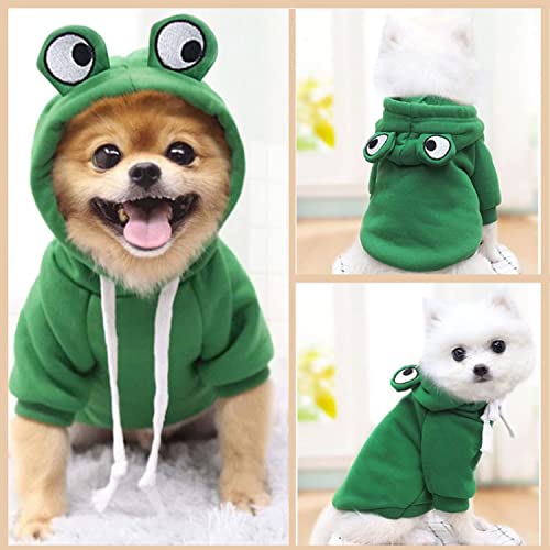 Dog Hoodie Basic Sweater Coat Cute - Frog Shape Warm Jacket Pet Cold Weather Clothes Outfit Outerwear for Cats Puppy Small Medium Dogs - color: Green Frog, size: X-Small