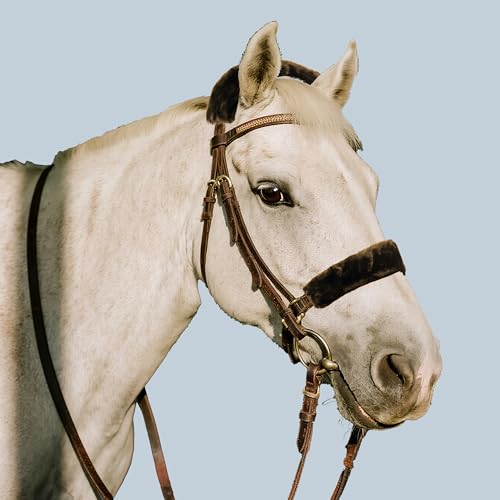 Soft Fleece Halter Covers for Horses BN Series (2-Piece, Brown) - color: Brown