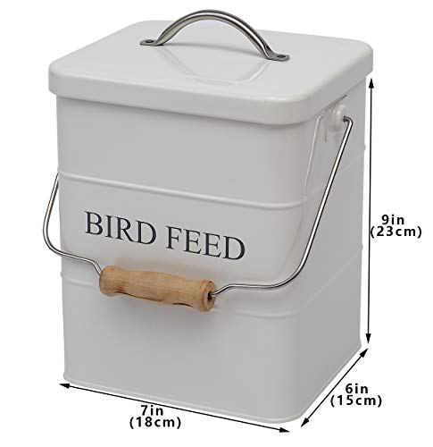 Geyecete Bird Feeder,Bird Food Jar Pet Food Storage Airtight Food Storage Container-White - color: White
