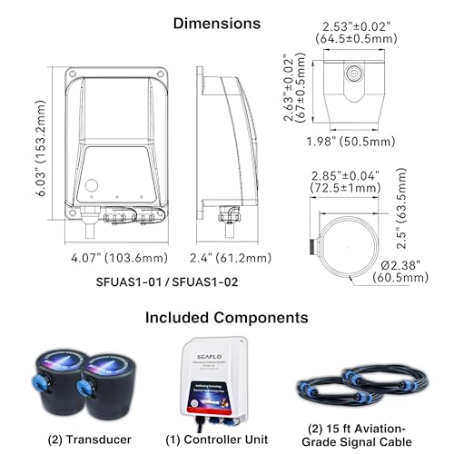 SEAFLO Ultrasonic Hull Defense System – Fully Automated Anti-Fouling Device, Prevents Barnacle & Algae Growth, Protects Hull, Drives & Running Gear, Covers 200 sq.ft – 4-Year Warranty - style: 2 Transducer System