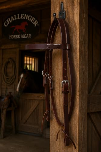 Horse Western Knotted Bosal Rawhide Hanger Headstall w/ Braided Reins 78J04 - color: Brown