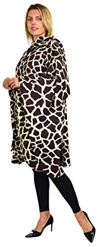 Dare2BStylish Women Poncho Style Fleece Cover Up with Muffler - color: Giraffe
