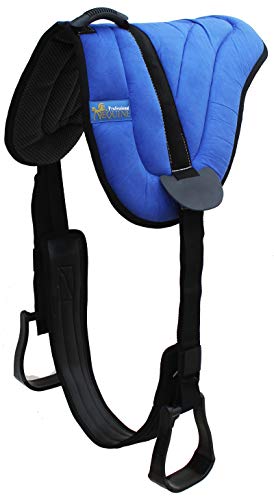 CHALLENGER Western Lightweight Neoprene Padded Bareback Saddle Pad with Stirrups & Cinch – Contoured Synthetic Suede Top, Non-Slip Neoprene Bottom – 23" x 30" - color: Royal Blue
