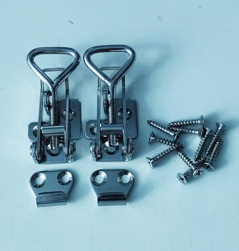 Adjustable Latch Buckle Cabinet Boxes Lever Handle Toggle Catch Latch Lock,Silver,Adjustable Range:75-95mm,2 Pcs - size: 1S,Range:75-95mm