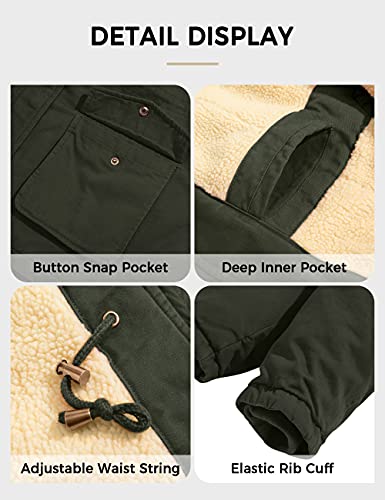 Soularge Women's Winter Plus Size Sherpa Lined Jacket with Hood | Women's Plus Size Workwear Fit,100% Cotton Outer Shell,Soft Fleece Lining,Windproof Stand Collar - color: Army Green, size: 6X