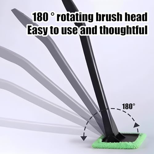 AICEL Car Windshield Cleaning Tool, Extendable Handle Window Cleaner Kit with 4PCS Reusable Microfiber Cloth, Auto Windscreen Glass Wiper Accessories, Universal for Truck, SUV, RV