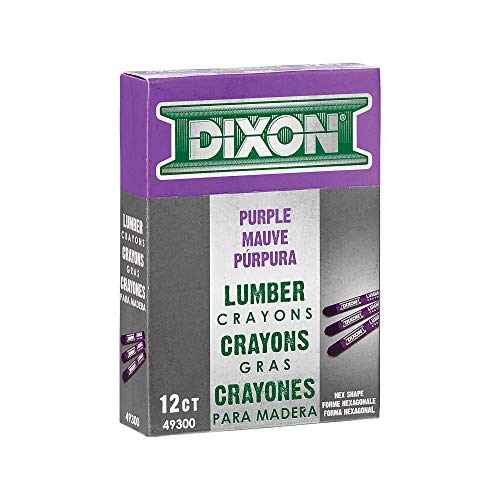 Dixon Industrial Lumber Marking Crayons, 4.5" x 1/2" Hex, Purple, 12-Pack (49300)